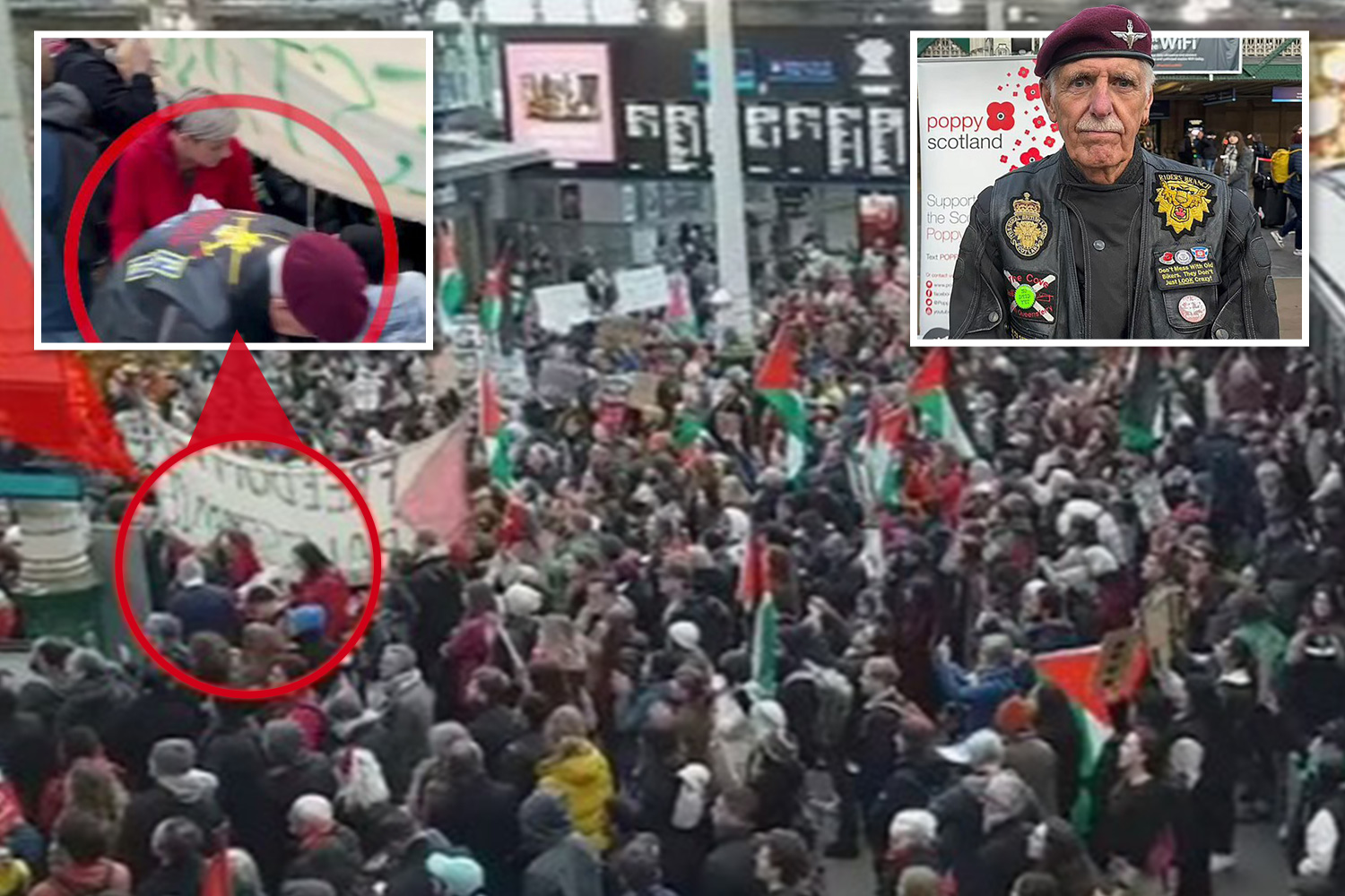 Pro-Palestinian Rally in Edinburgh: Attacked Elderly Poppy Seller